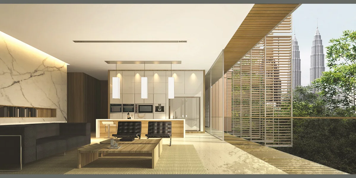 Living and dining space at U-Thant Place